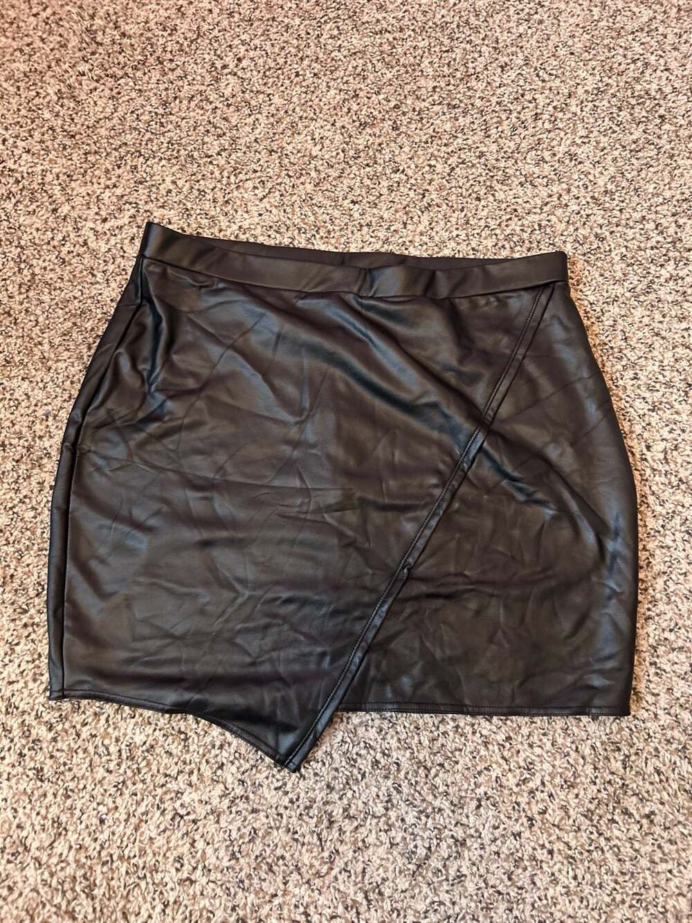 rue+ Faux Leather Asymmetric Wrap Skort